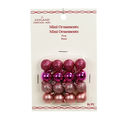 Mini 16 Pack 15mm Pink Ball Ornaments by Ashland®
