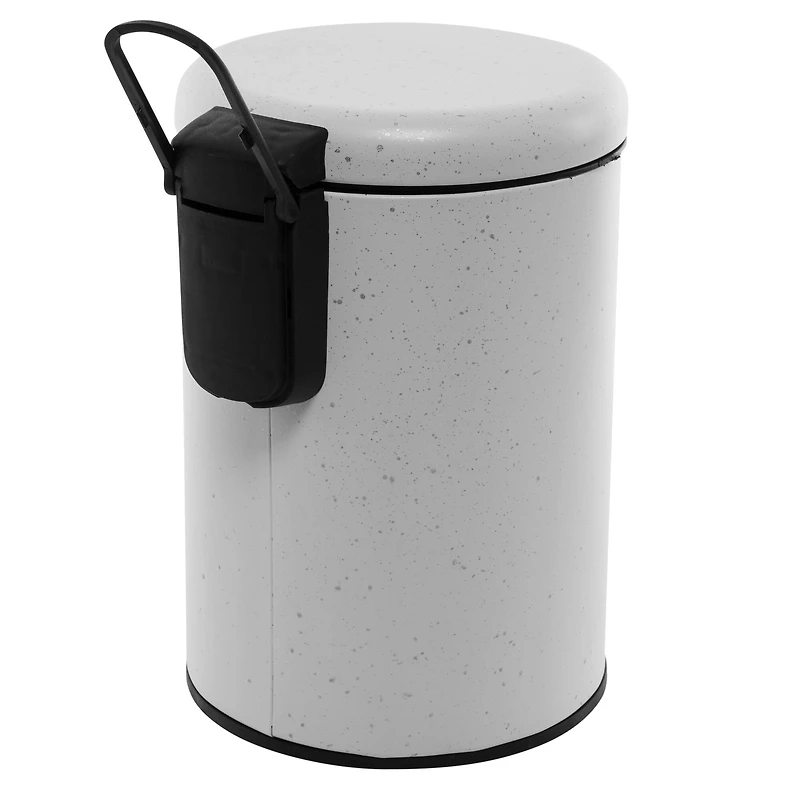 Elle Décor White Speckled Design Step Bin with Lid Trash Can