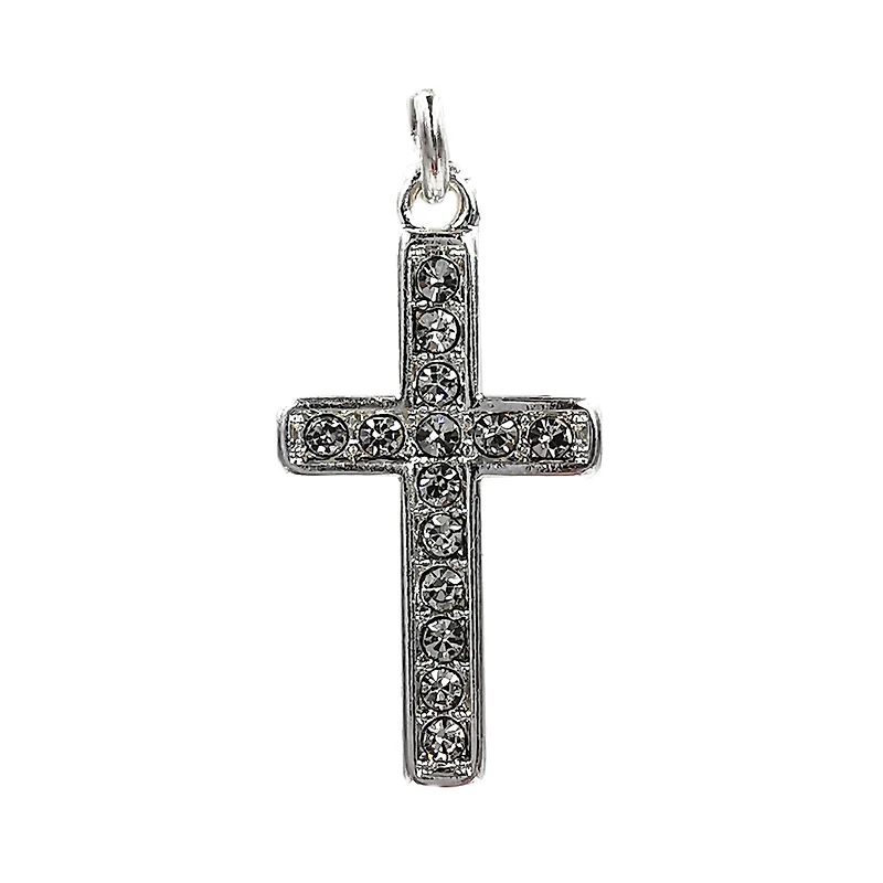 Charmalong™ Silver Plated Pavé Cross Charm by Bead Landing™