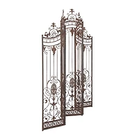 Brown Metal Eclectic Room Divider Screen, 80 " x 80 " x 1 "