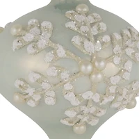 2ct. Pastel Green Icy Snowflakes Glass Onion Ornaments