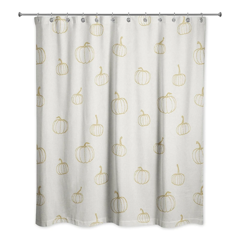 Mustard Yellow Mini Pumpkin Shower Curtain