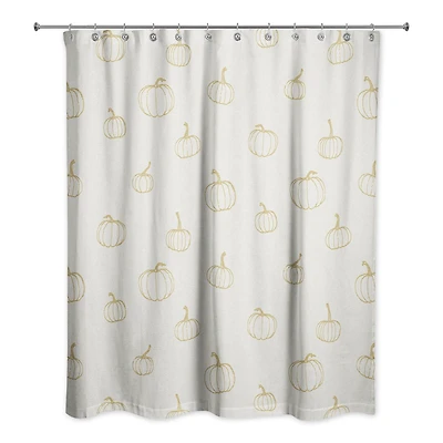 Mustard Yellow Mini Pumpkin Shower Curtain