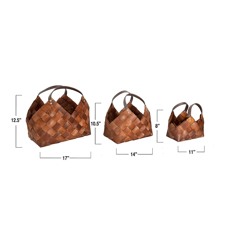 Hello Honey® Brown Woven Seagrass Baskets with Leather Handles Set
