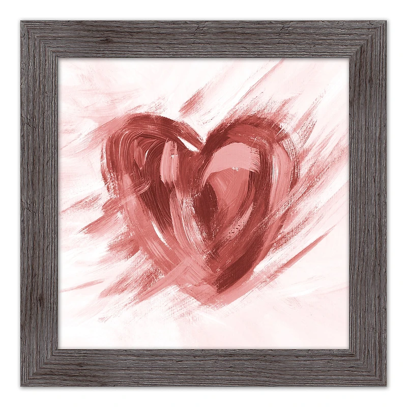 Abstract Painted Heart 16" x 16" Western Framed Print