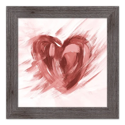 Abstract Painted Heart 16" x 16" Western Framed Print