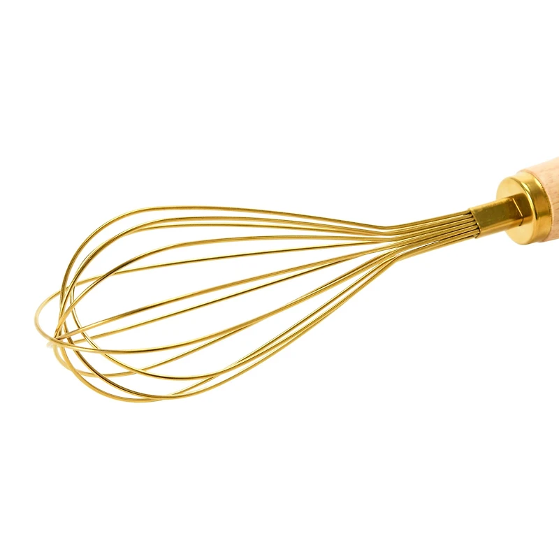 Hello Honey® Gold Standing Stainless Steel Whisk with Wood Handle