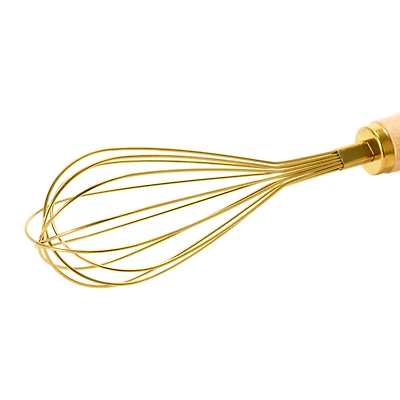 Hello Honey® Gold Standing Stainless Steel Whisk with Wood Handle