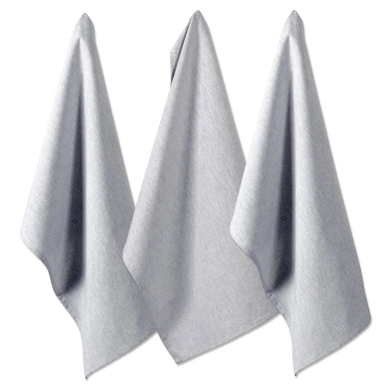 DII® Gray Solid Chambray Dishtowels, 3ct.