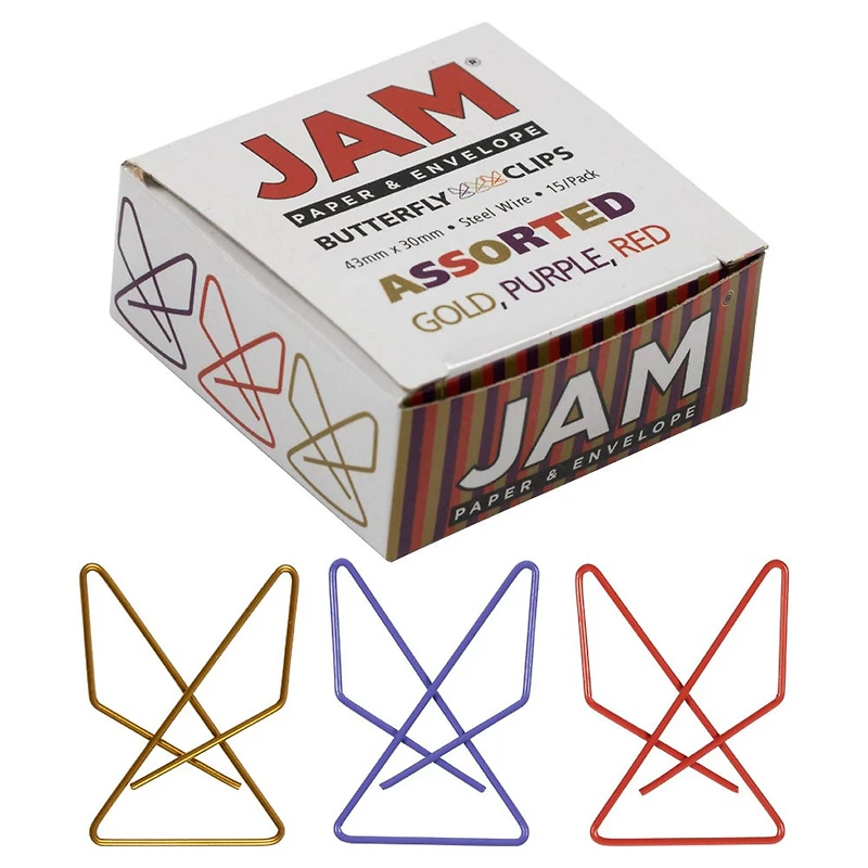 JAM Paper 1.5" Butterfly Clip Paper Clips