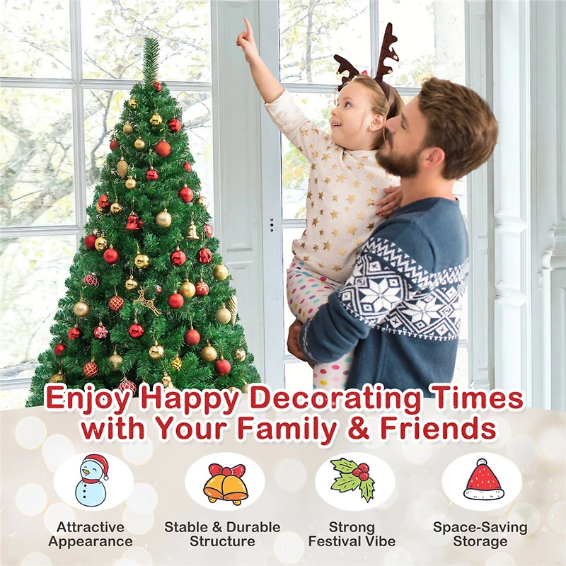 Costway 6ft. Unlit Green Artificial Christmas Tree