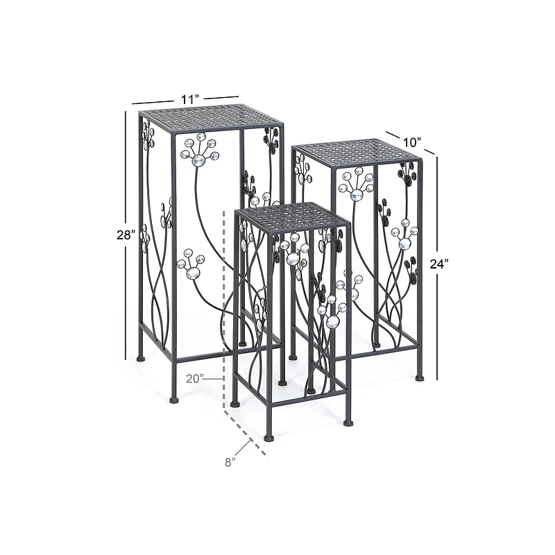Black Metal Traditional Plantstand Set
