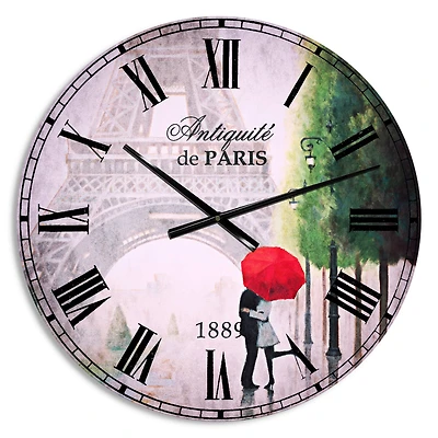 Designart Paris Romance Couples III Wall Clock