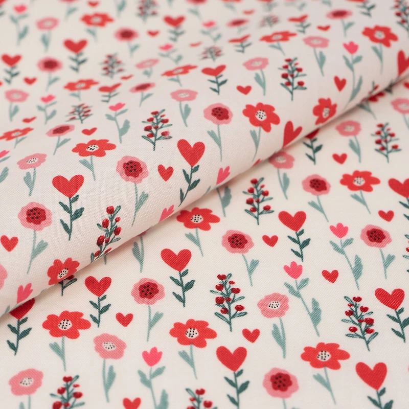 SINGER® Red Floral Cotton Fabric