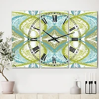 Designart Green Vision Oversized Mid-Century 3 Panel Wall Clock
