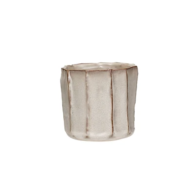 Hello Honey® 4.25" Cream Reactive Glaze Stoneware Pleated Planter