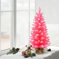 3ft. Pre-Lit Pink Artificial Christmas Tree, Clear LED Lights