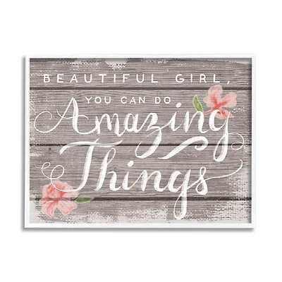 Stupell Industries Beautiful Girl Inspirational White Framed Wall Art