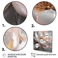 Designart "Marble Pink Gold Peony Flower Iii" Floral Peony Framed Canvas Print