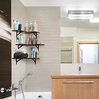 Brown Wood Wall Mounted Corner Floating Shelf Set