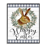 Stupell Industries Easter Bunny Wreath Phrase Framed Giclee Art