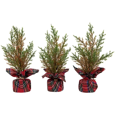 10" Unlit Cedar Artificial Christmas Tree Set