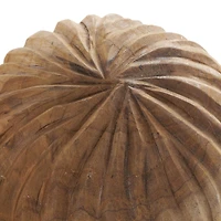 Brown Teak Wood Carved Textured Orbs Set
