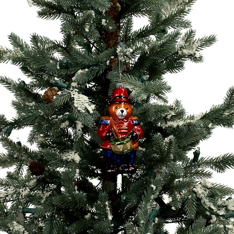 5.25" Drummer Bear Glass Ornament by Ashland®
