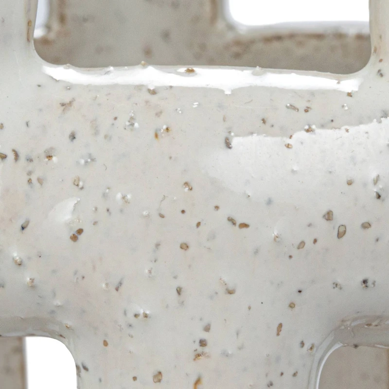 Hello Honey® 12" White Cut-Out Decorative Stoneware Lantern Candle Holder