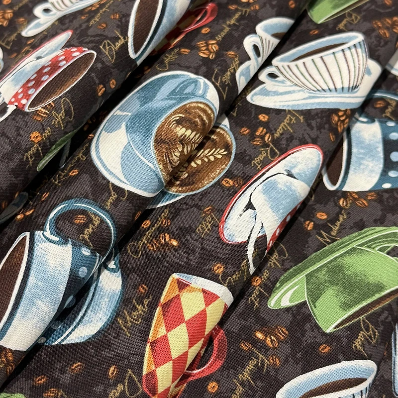 Feldman Brown Coffee Mug Toss Cotton Fabric