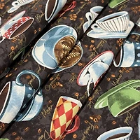 Feldman Brown Coffee Mug Toss Cotton Fabric