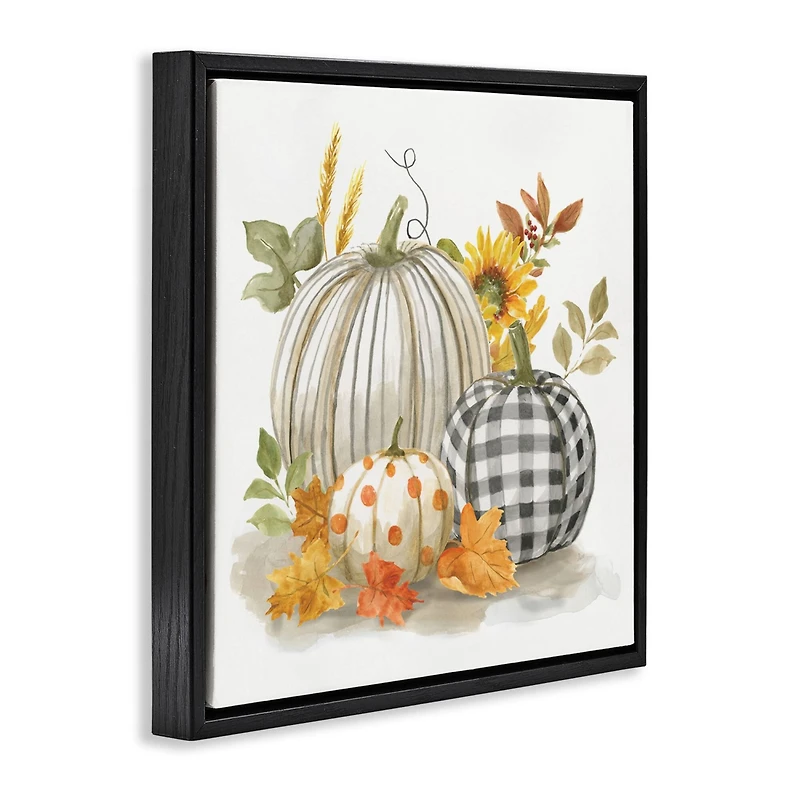 Stupell Industries Patterned Pumpkins Autumn Harvest Floater Framed Art