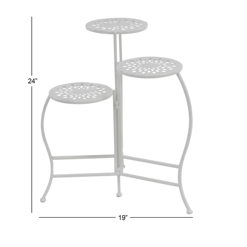 White Metal Traditional Plantstand Set