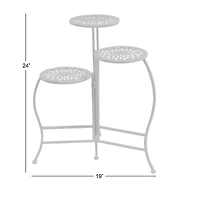 White Metal Traditional Plantstand Set