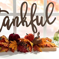 24" GlitzHome® Thankful Floral Tabletop Sign