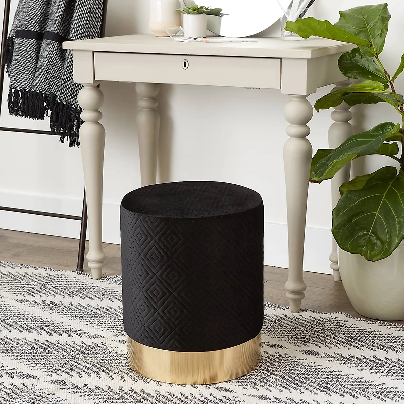 16.5" Black Velvet Stool