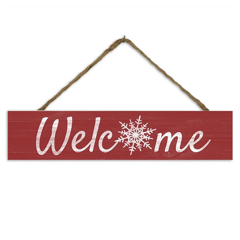Welcome Snowflake 17" x 3.5" Outdoor/Indoor Hanging Sign
