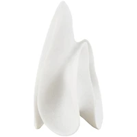 12.5" White Polystone Abstract Wavy Shaped Sculpture with Cutouts and Speckled Texturing