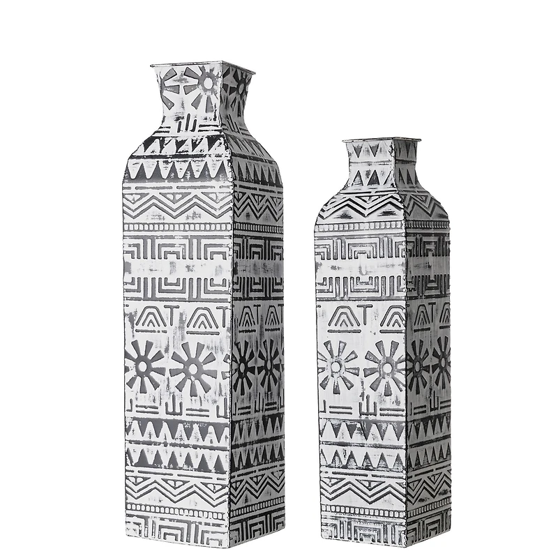 Glitzhome® Textured Metal Boho Vase Set