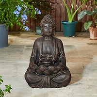 Glitzhome® 28.25" Zen-Style Meditating Buddha Statue Outdoor Fountain with LED Light