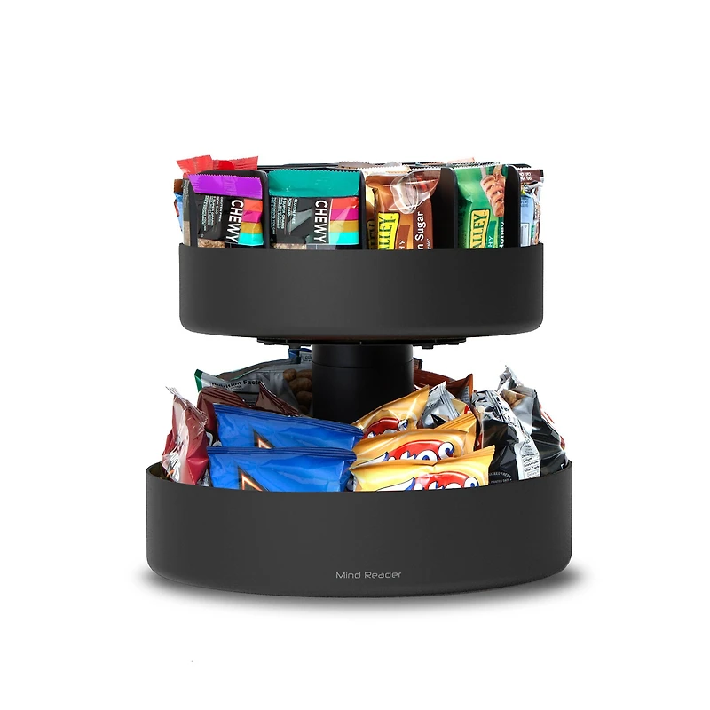 Mind Reader 2-Tier Lazy Susan Granola Bar and Snack Organizer