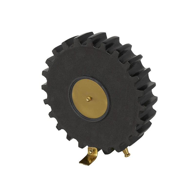 Black Aluminum Gear Clock with Gold Hands and Legs