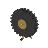Black Aluminum Gear Clock with Gold Hands and Legs