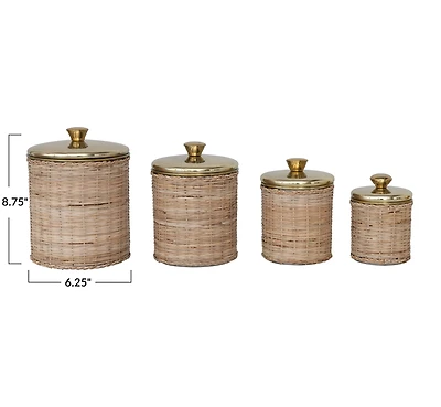 Hello Honey® Rattan Wrapped Stainless Steel Canisters Set