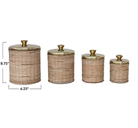 Hello Honey® Rattan Wrapped Stainless Steel Canisters Set