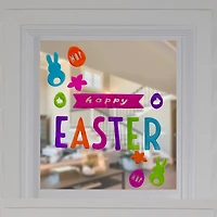 Pink & Orange Happy Easter Bunny Spring Gel Window Clings