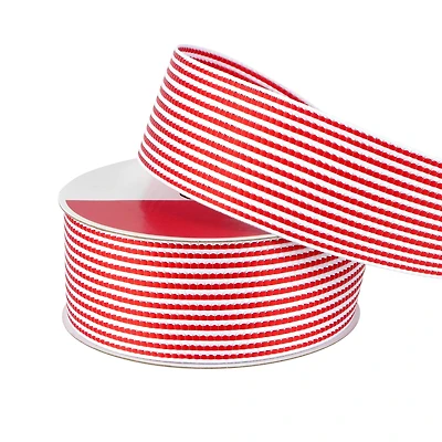 1.5" x 20ft. Red & White Vertical Stripes Ribbon by Celebrate It®