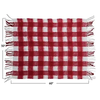 Hello Honey® Red & White Plaid Woven Acrylic Throw with Fringe