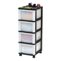 IRIS Black 4-Drawer Medium Cart With Organizer Top