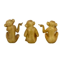 6" Gold Polystone Monkey Sculpture Set